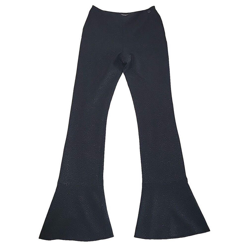 Vintage CHANEL 01A Textured Flare Pants Black FR40 Made France Karl Lagerfeld